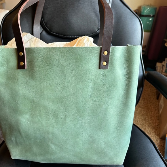 Green Leather Tote Bag - Picture 2 of 4